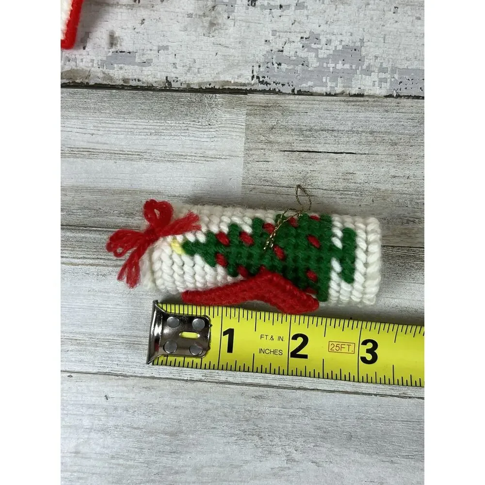 Vintage Handmade Christmas Ornaments Lot 3 Plastic Canvas Trees Mailbox 3D